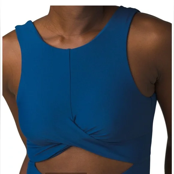 NWOT prAna Corinne One Piece Swimsuit Indigo Blue Size Medium Cut Out High Neck - Picture 5 of 9